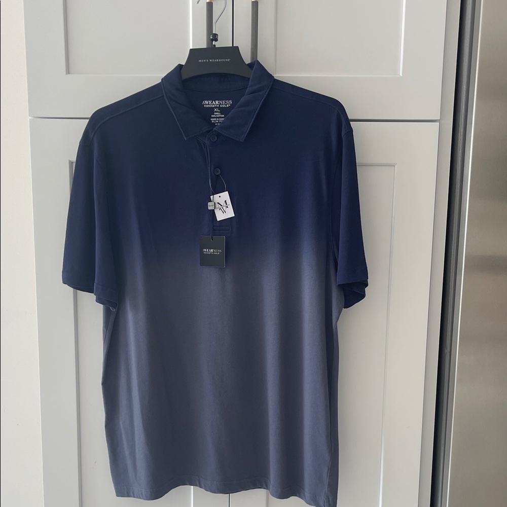 Blue Ombre Men's Polo Shirt, Size XL, NWT